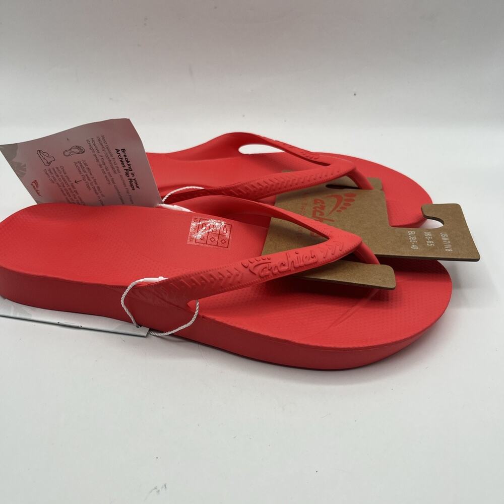 Archies Arch Support Thong Flip Flops Sandals Coral Pink Red Sz US M 7 W 8 NWT - Picture 3 of 6